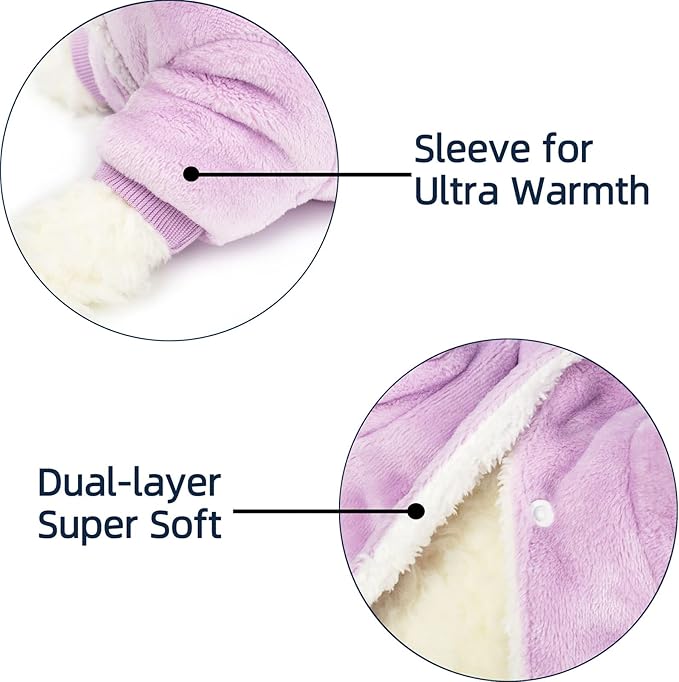 FabriCastle Dog Sweater, Small Dog Clothes for Dogs Girl & Cats, Ultra Soft and Warm Pet Coat, Winter Pet Jacket, Doggy Apparel Costumes, Fleece Female Puppy Outfits Snap On (Lavender, X-Small)