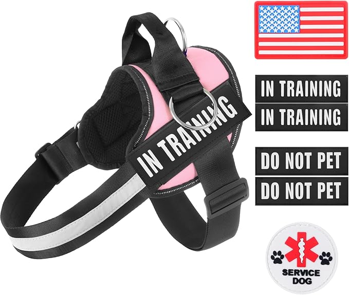 Essential Dog Harness, No Pull Pet Harness with 3 Side Rings for Leash Placement, No Choke, Reflective, Adjustable Pet Vest, Easy On-Off & Improved Control Handle (Pink, S(Neck:14-18",Chest:16-21"))