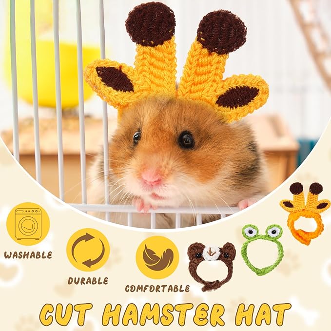 12 Pcs Hamster Hat Guinea Pig Knitted Cartoon Headwear Mini Small Animals Hat Hamster Clothes for Real Hamsters Pets Small Animal Lizard Dragon Snake Bird Rabbit Party Costume Accessories