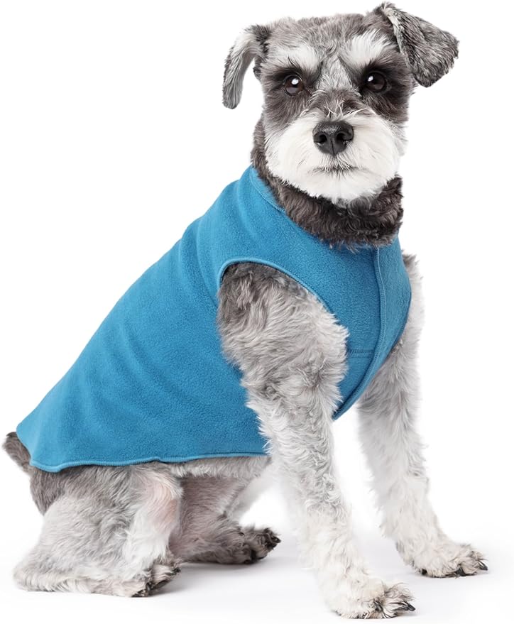 Stretch Fleece Dog Coat, Stretchy Pet Sweater, Machine Washable Pullover for Winter and Fall, Marine Blue, 10