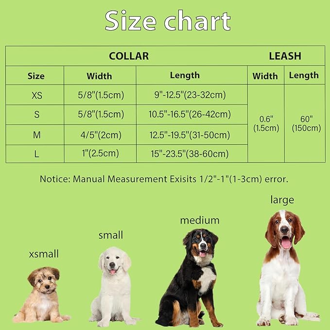 Dog Collar and Leash Set Adjustable Girls Puppy Floral Collars with Bow Tie for Small Medium Large Dogs(S, Avocado)