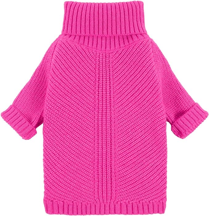 Fitwarm Valentines Dog Turtleneck Sweater, Dog Winter Clothes for Small Dogs Girl, Knitted Pet Coat, Cat Outfit, Hot Pink, Small