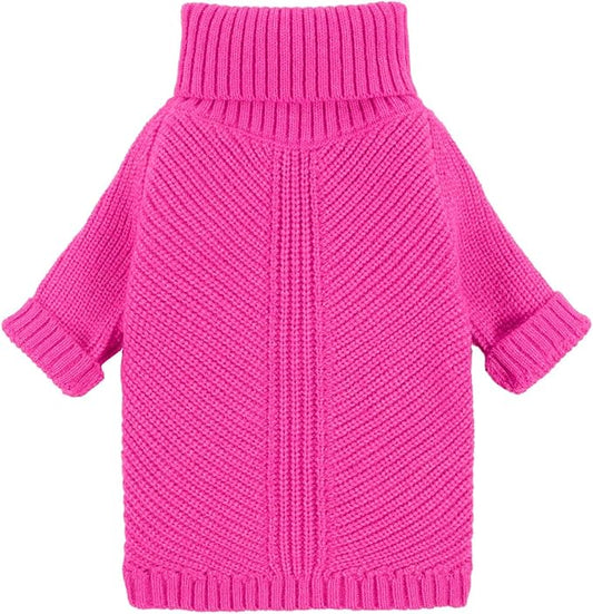 Fitwarm Valentines Dog Turtleneck Sweater, Dog Winter Clothes for Small Dogs Girl, Knitted Pet Coat, Cat Outfit, Hot Pink, XXL