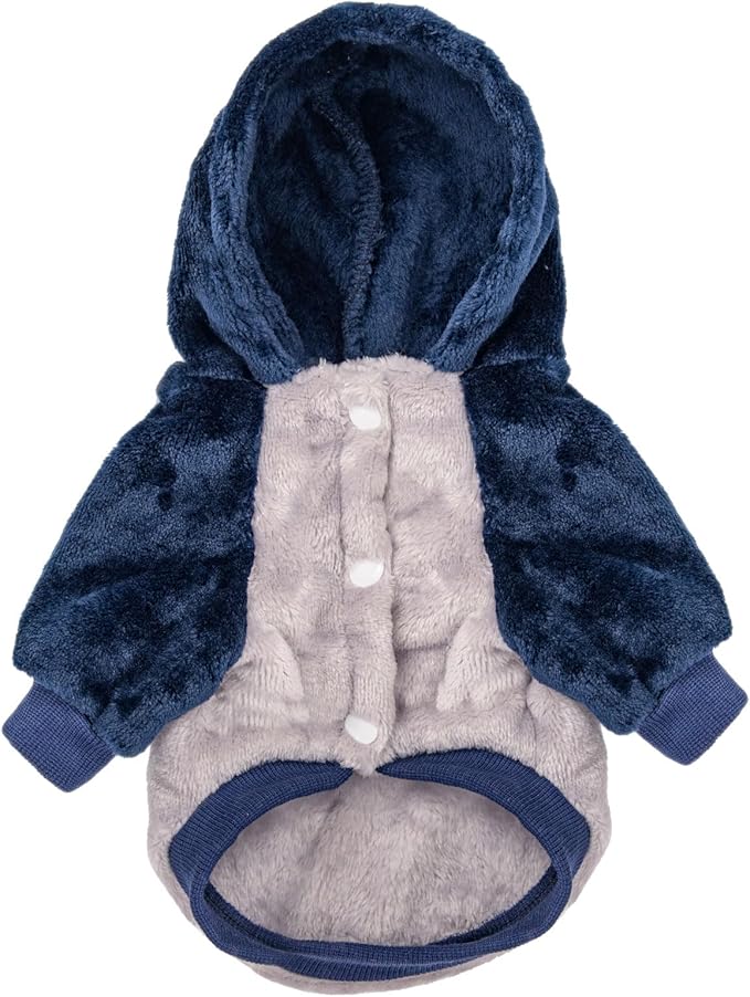 FabriCastle Dog Hooded Sweater, Dog Clothes XXS XS for Small Dogs Male & Cats, Soft and Warm Pet Coat, Winter Pet Jacket, Doggy Apparel Costumes, Puppy Outfits Snap On Hoodies (Grey Body, X-Small)