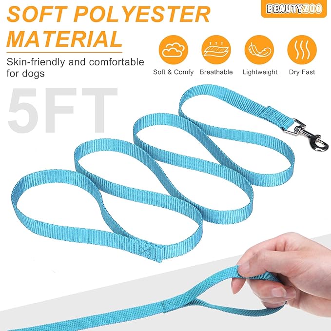 BEAUTYZOO Dog Harness Collar and Leash Set, No Pull Step in Pet Harness for Small Sized Dogs, Adjustable No Escape Puppy Vest Harnesses Outdoor Walking Running, Soft Reflective Vest, Blue S