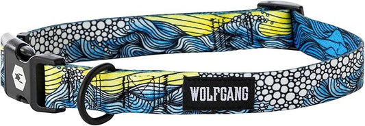 Wolfgang Heavy Duty, Adjustable Dog Collar with Quick Release Nylon Buckle for Walking & Training, DawnPatrol Print, Small