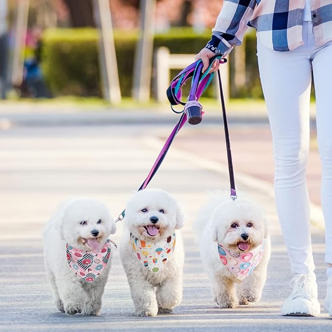 Silkfly 54 Pieces Dog Bandana Bulk Donut Pet Bandana Summer Cute Adjustable Triangle Bibs Scarf Comfortable Soft Pastel Pattern Dog Kerchief for Small Medium Dogs