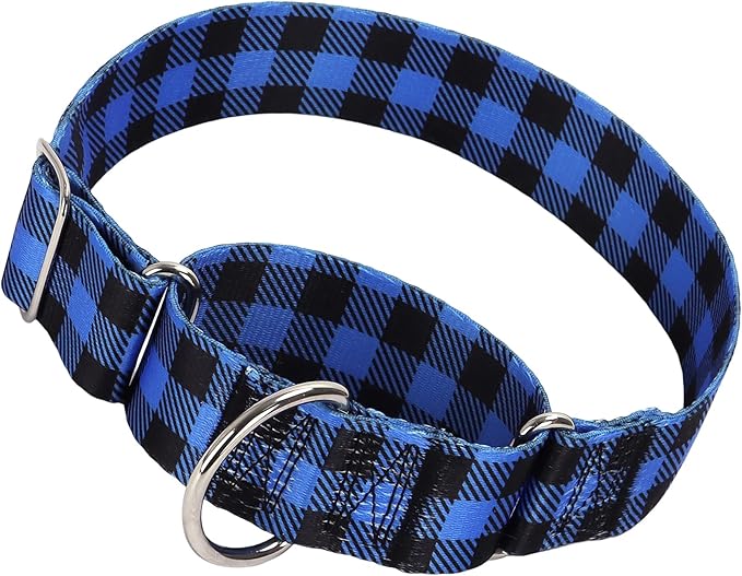 1.5 Inches Martingale Collar for X-Large Dogs,with Special Blue Plaid Design, Adjustable Premium No Slip Collar for Girl Boy Dogs(Blue Plaid XL)