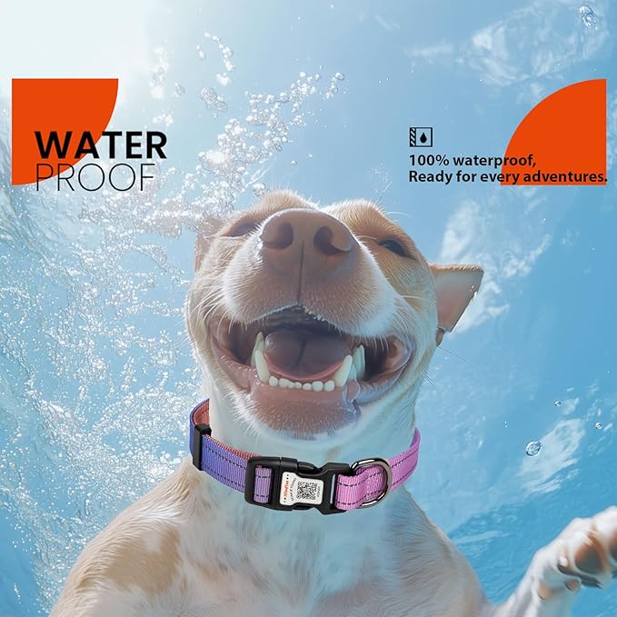 Reflective Dog Collars for Large Dogs Soft Nylon Pink-Orange Gradient Sized L