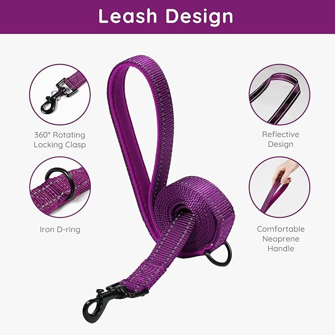 BELLA & PAL Puppy Harness With Leash Set, No Pull for Small Dogs, Step in Harness for Extra Small Dogs, Deep Purple, XXS