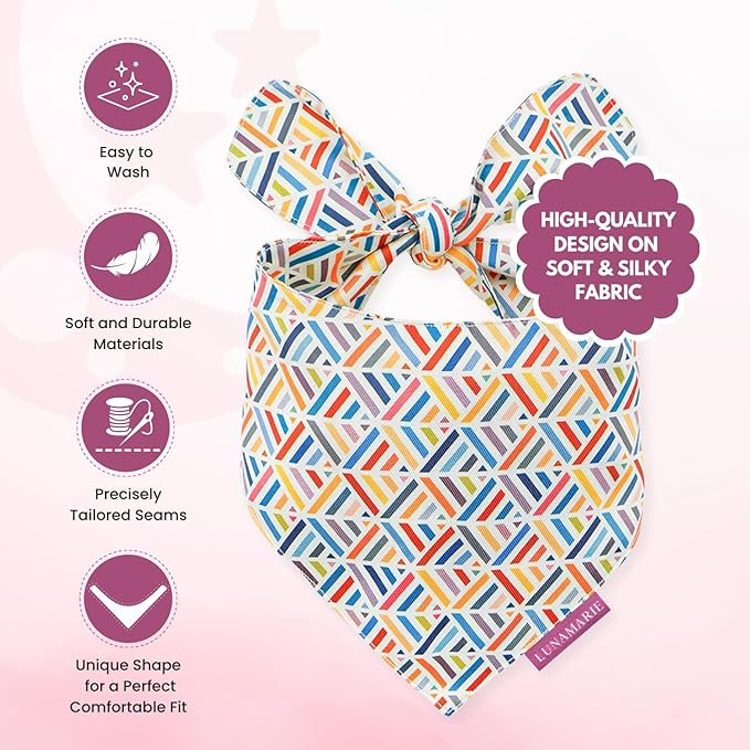 Luxury Pet Birthday Bandanas -Premium & Silky Poly Fabric | 100% Handmade | Custom Shape Dual Layered (Xena, Large)
