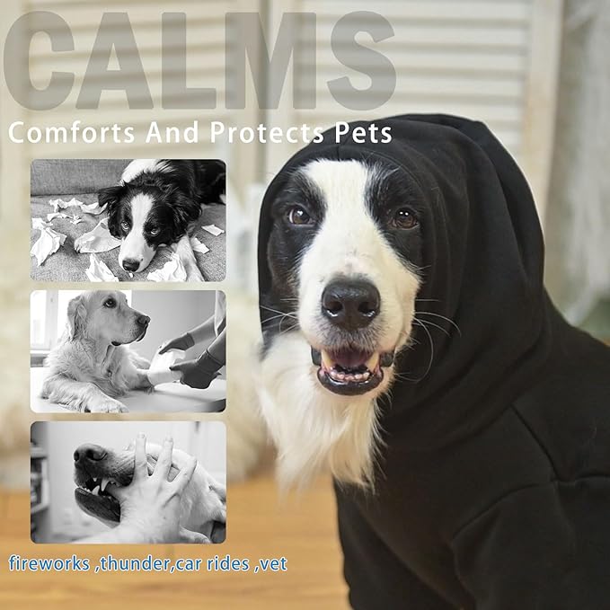 SCENEREAL Hoodie Sweater for Small Medium Large Dogs, Fleece Sweatshirt With Hat and Pocket, Soft Cotton Winter Clothes for S to XL Sizes, Black (S)
