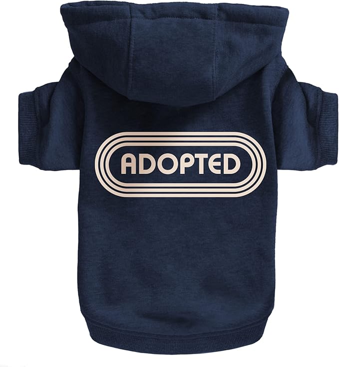 Adopted Dog Hoodie from Brass Monkey - Small (16" Chest), Includes 2 White Drawstrings and Velcro Fasteners, Cute Dog Accessories with Vintage Inspired Designs, Makes a Great Gift for Dog Lovers!