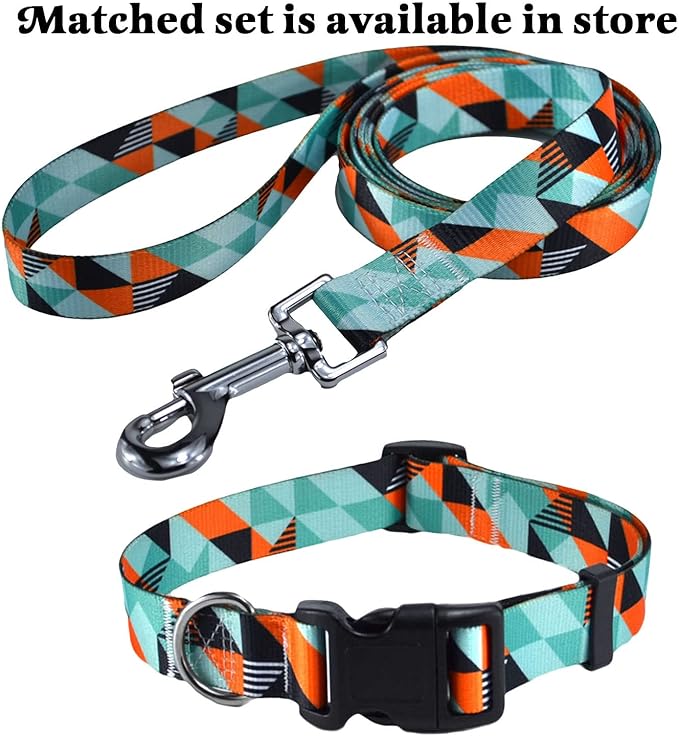 Dog Collar with Bohemia Floral Tribal Geometric Patterns - Soft Ethnic Style Collar Adjustable for Small Medium Large Dogs (Geometry,XS)