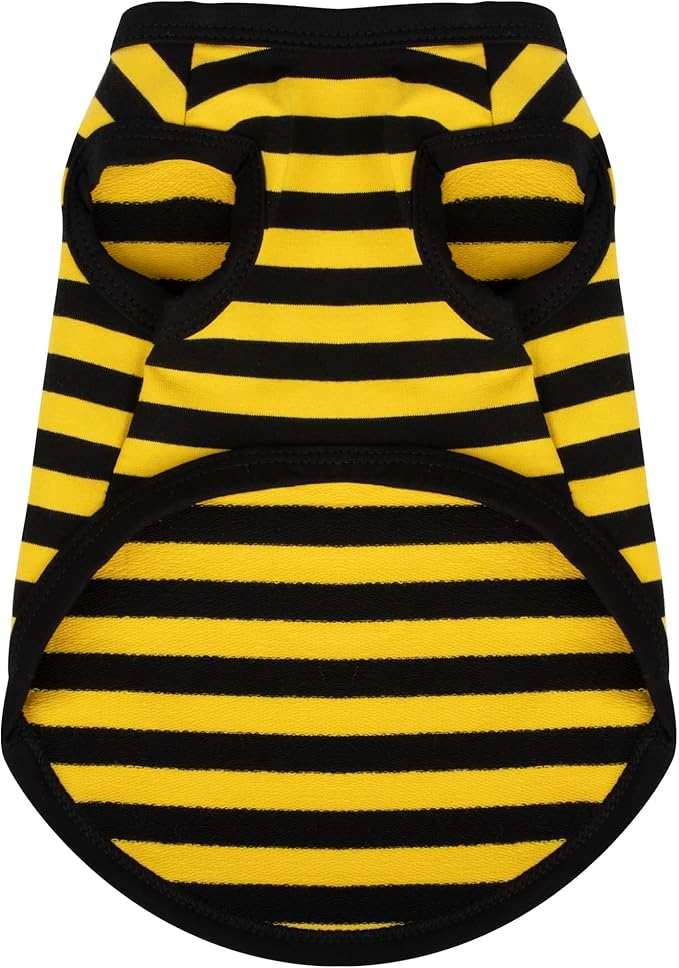 Paiaite Dog Striped Shirt Happy Color Cotton Sleeveless Puppy Dog Shirts Breathable Pet Apparel Tank Top Colorful Puppy Sweatshirt Dog Clothes for Small Medium Dogs Yellow L