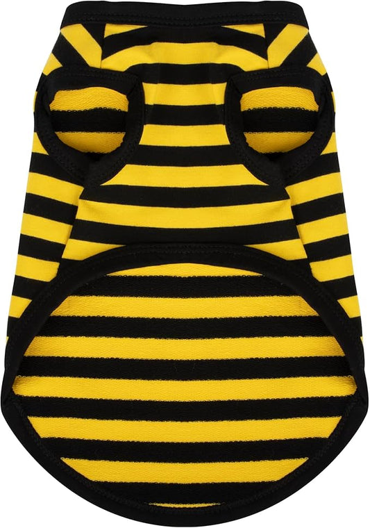 Paiaite Dog Striped Shirt Happy Color Cotton Sleeveless Puppy Dog Shirts Breathable Pet Apparel Tank Top Colorful Puppy Sweatshirt Dog Clothes for Small Medium Dogs Yellow M