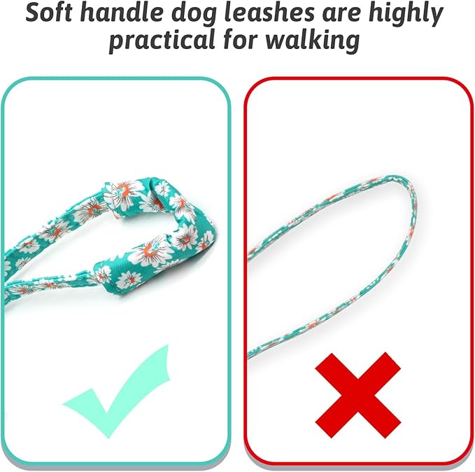 Dog Collar and Leash Set Girls Adjustable Puppy Collars with Floral Bow Tie for Small Medium Large Female Dogs, Light Green Daisy, M