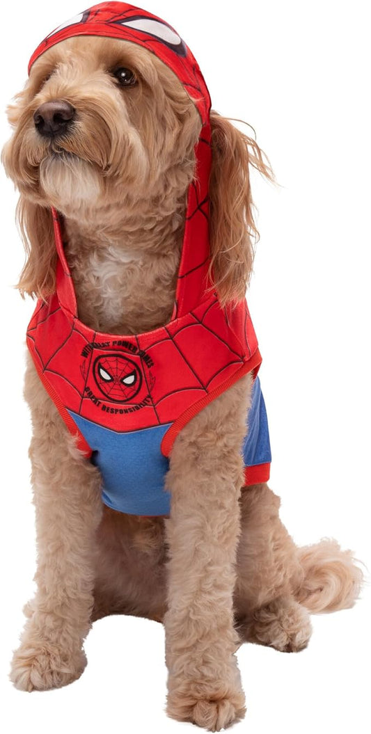 MARVEL Spider-Man Pet Hoodie - Sleeveless Hooded Pet Shirt with Costume Design (X-Large)