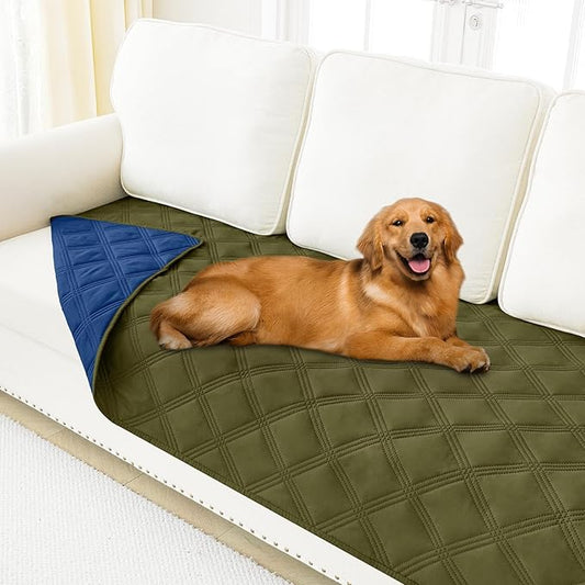 Smiry Waterproof Dog Bed Cover Blanket 30x70, Soft Reversible Pet Blanket, Washable Leakproof Cats Dogs Couch Cover for Sofa, Couch, Furniture, Green/Navy