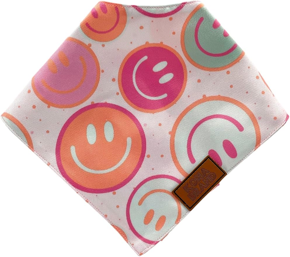 KonaBrandCo- Premium Handmade Dog Bandana | Dual Layered Silky Durable Polyester Fabric | Adjustable Fit Custom Shape- Won't Roll (Medium, BETTY)