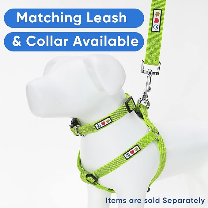 Pawtitas Small Dog Harness - Green, Adjustable, Reflective Step-in Harness for Senior Dogs to Puppies