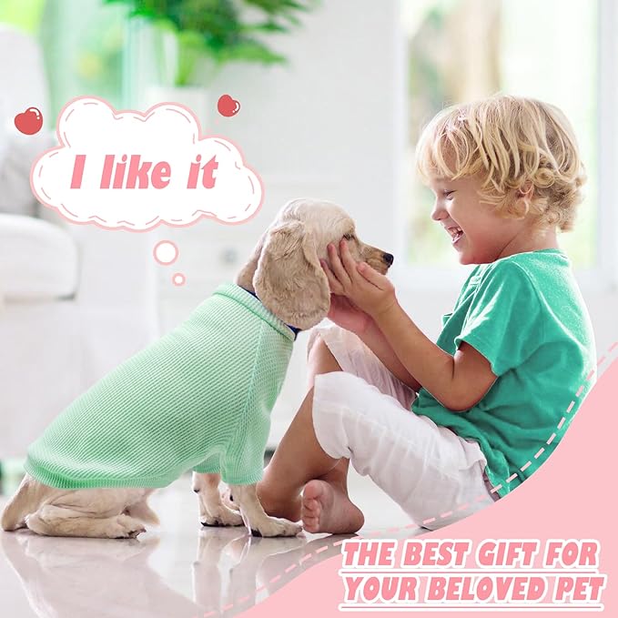 4 Pack Dog Shirts Waffle Dog Clothes for Small Medium Dogs, Stretchy Dogs Boy Girl Dog T-Shirts Lightweight, Soft and Breathable Puppy Kitten Dog Shirts for Chihuahua