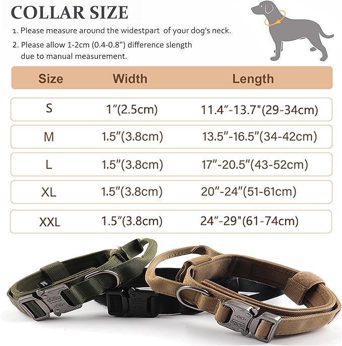 Tactical Dog Collar, Adjustable Military Training Nylon Dog Collar with Control Handle and Heavy Quick-Release Metal Buckle for Small Medium Large Dogs,Pink M
