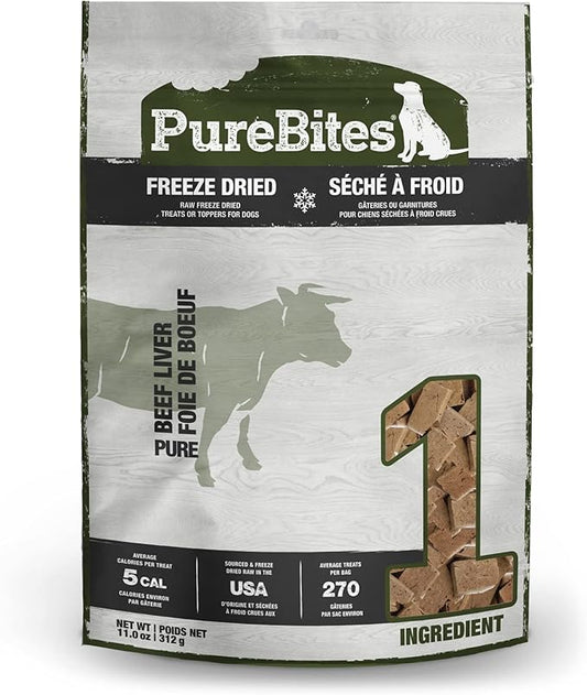 PureBites Beef Freeze Dried Dog Treats, 1 Ingredient, Made in USA, 11oz