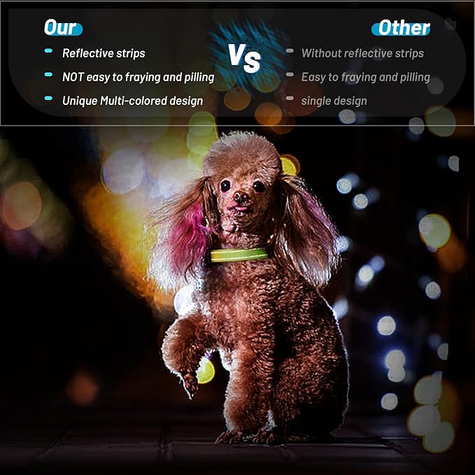 Dog Collar Cute Flower, Reflective Adjustable Basic Collars for Girl Female Small Medium Large Dogs Walking Running(Small,MultiRainbow)