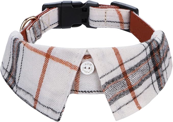 Faleela Cotton Plaid Shirt Style Dog Collar Soft Cute,Boy Dog Collar with Quick-Release Buckle,Adjustable Bow Tie Collar for Small Medium Large Dogs