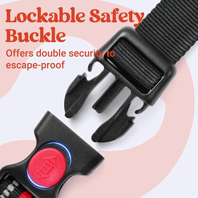 rabbitgoo Dog Harness for Large Dogs, No Pull Pet Harness with Soft Padded Handle, Adjustable Reflective Vest with 3 Buckles, Easy Walking Harness with 2 Leash Clips, Red, L