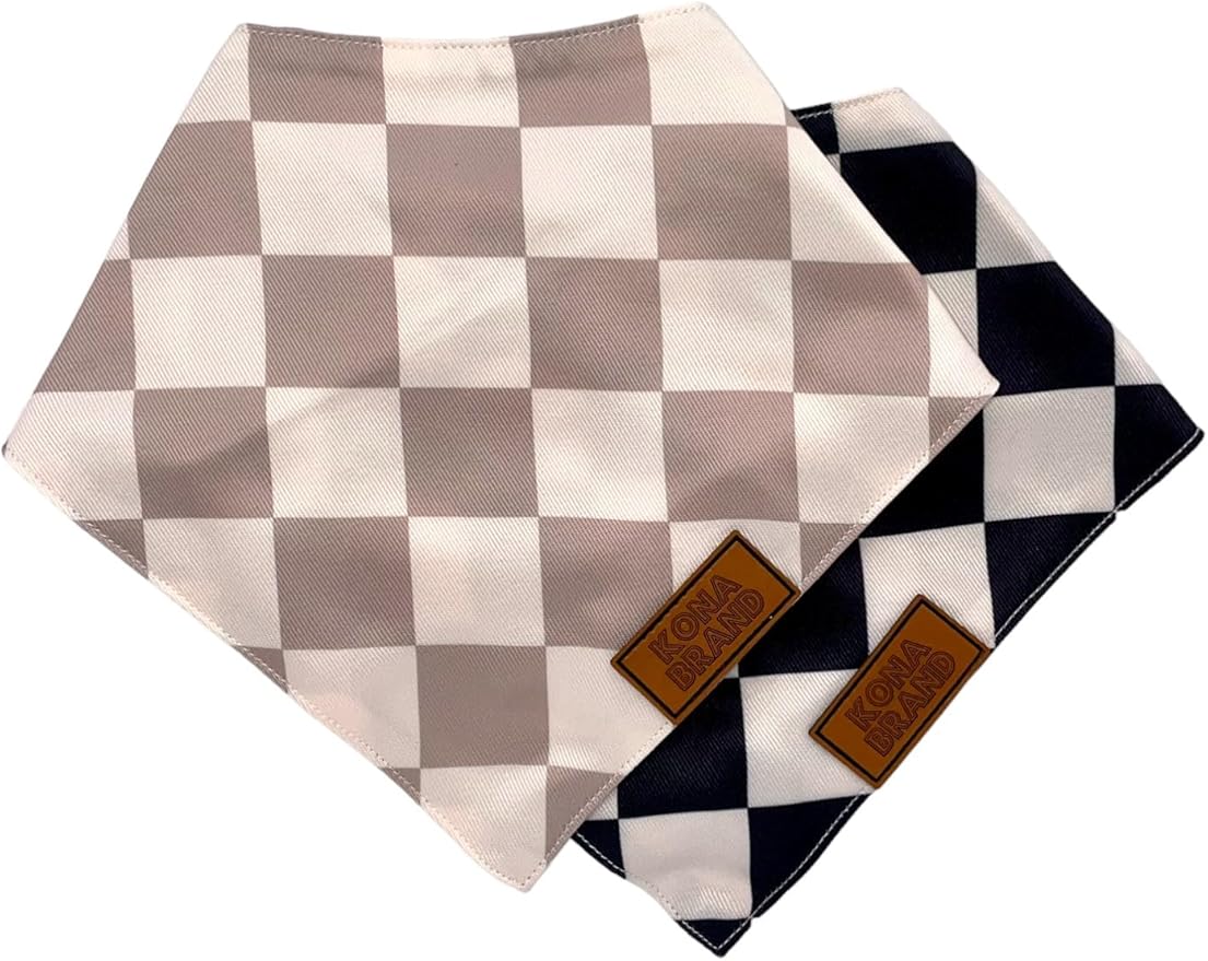 KonaBrandCo- Premium Handmade Dog Bandana | Dual Layered Silky Durable Polyester Fabric | Adjustable Fit Custom Shape- Won't Roll (Medium, CALVIN)
