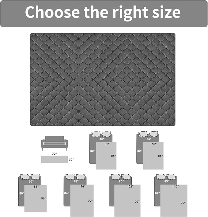 Easy-Going 100% Waterproof Dog Bed Cover Reversible Leak Proof Couch Cover Washable Sofa Cover Furniture Protector Blanket for Pets Kids Children Dog Cat (30x70 Inch,Dark Gray/Beige)