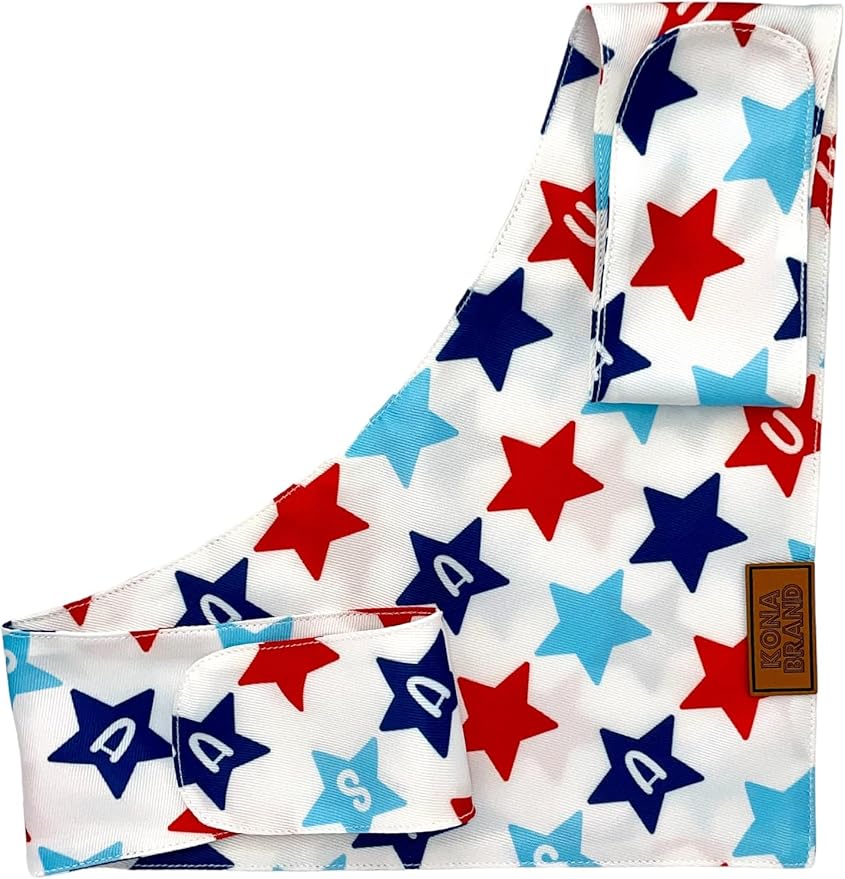 KonaBrandCo- Premium Handmade Dog Bandana | Dual Layered Silky Durable Polyester Fabric | Adjustable Fit Custom Shape- Won't Roll (Large, BENNY- USA STARS)