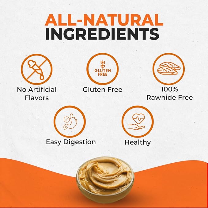 Canine Naturals Peanut Butter Chew - 100% Rawhide Free Dog Treats - Made with Real Peanut Butter - All-Natural and Easily Digestible - 2 Pack of 9 Inch Extra Large Rolls for Dogs 75 lbs and Upp