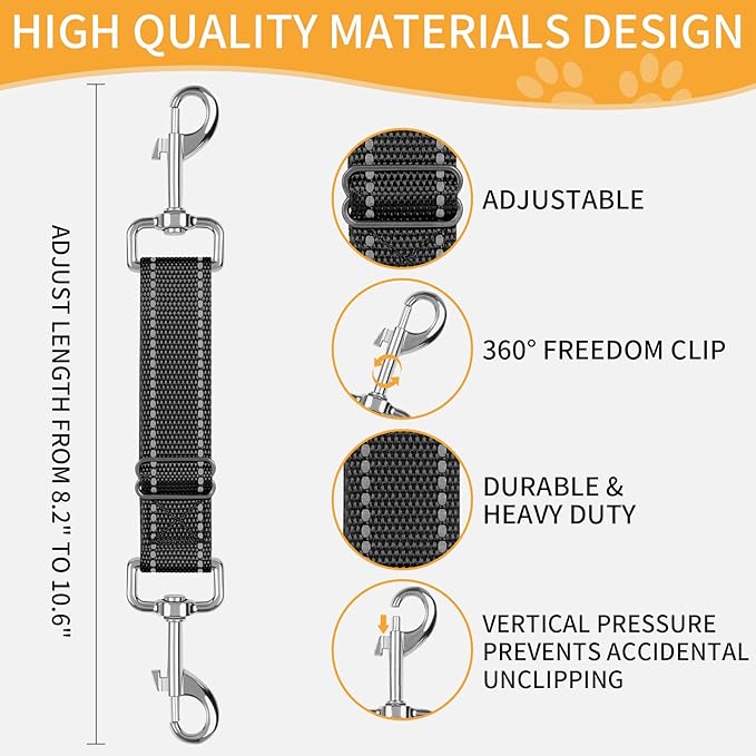 4 Pack Prong Collar Safety Clips, Nylon Colorful Dog Safety Clip for Prong Collar, Adjustable Leash Connector, Double Ended Backup Clasp for Dog Harness