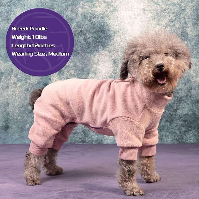 cyeollo Dog Pajamas Small Winter Dog Coat Warm Fleece Dog Pjs Thermal Dog Onesie Stretchy Pet Jumpsuit Puppy Jacket Cat Apparel, Pink XS