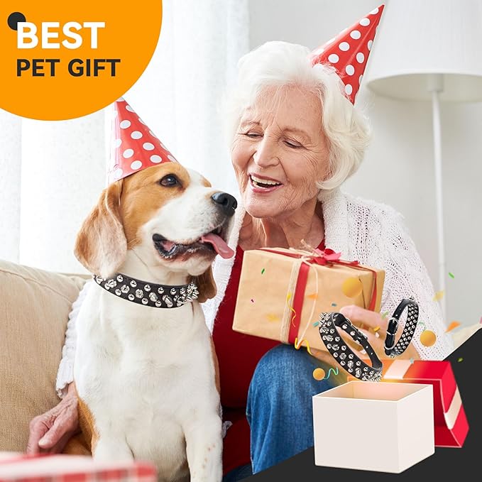 PETCARE Spiked Dog Collar Black Soft Pu Leather Funny Mushrooms Rivet Spike Studded Puppy Collar Adjustable Outdoor Pet Dog Collar for Small Medium Large Dogs Cats Chihuahua Pug Pit Bull Dog Collars