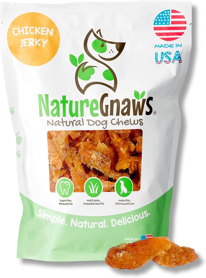 Nature Gnaws USA Chicken Tenders (1Lb) - Delicious Grain-Free Dog Treats for Small, Medium & Large Breeds - Natural Jerky Chews for Dogs.