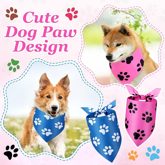 Abbylike 50 Pieces Paw Print Dog Bandanas Bulk Dog Bandanas for Pets Triangle Kerchief Bibs for Pet Cats Party Costume Accessories (25. 6 x 17. 7 x 17. 7 Inches)