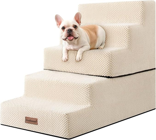 5-Step Dog Stairs for High Beds, Non-Slip Pet Steps for Small Dogs & Cats, Beige, 22.6" H