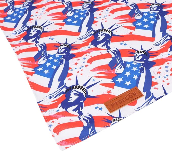 PTDECOR American Flag Dog Bandana Reversible Triangle Patriotic Pet Scarf 4th of July Dog Bandanas for Medium Large Dogs Pets (Red, Large)