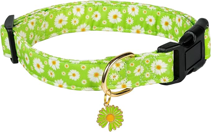 Cute Cotton Dog Collar for Boy and Girl Dogs Fresh Flower Pattern Puppy Collar for Small Medium Large Dogs Adjustable Flower Pattern Soft Pet Collar for Male Female Dogs