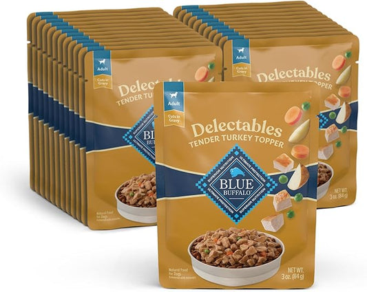 Blue Buffalo Delectables Natural Wet Dog Food Topper, Turkey Dinner 3oz (Pack of 24)