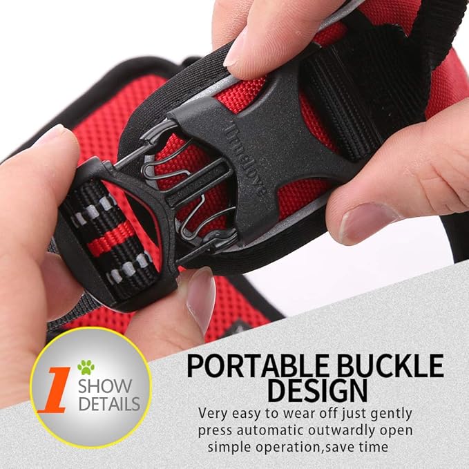 Soft Front Dog Harness .Best Reflective No Pull Harness with Handle and 2 Leash Attachments