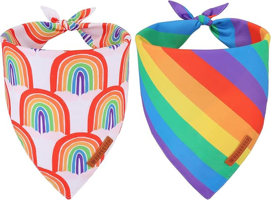 ADOGGYGO Rainbow Dog Bandana, Multi Size Offered, Rainbow Bandanas for Large and Extra Large Dogs Pets (X-Large)