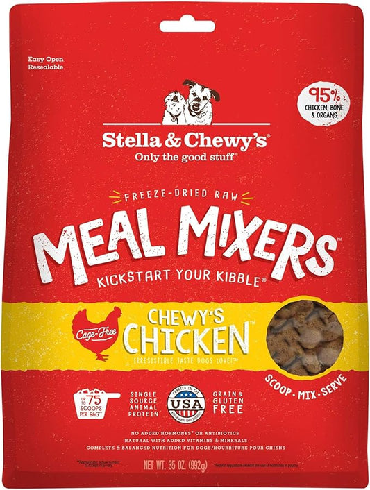 Stella & Chewy's Freeze-Dried Raw Chicken Meal Mixers- Dog Food Topper and Mixer - Made with 95% Cage-Free Chicken, Organs & Bone - Perfect for Picky Eaters - Grain-Free - 35oz