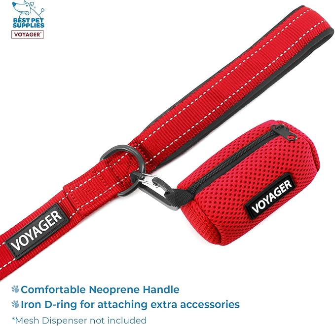 Voyager Step-in Air All Weather Mesh Harness and Reflective Dog 5 ft Leash Combo with Neoprene Handle, for Small, Medium and Large Breed Puppies by Best Pet Supplies - Red, Small