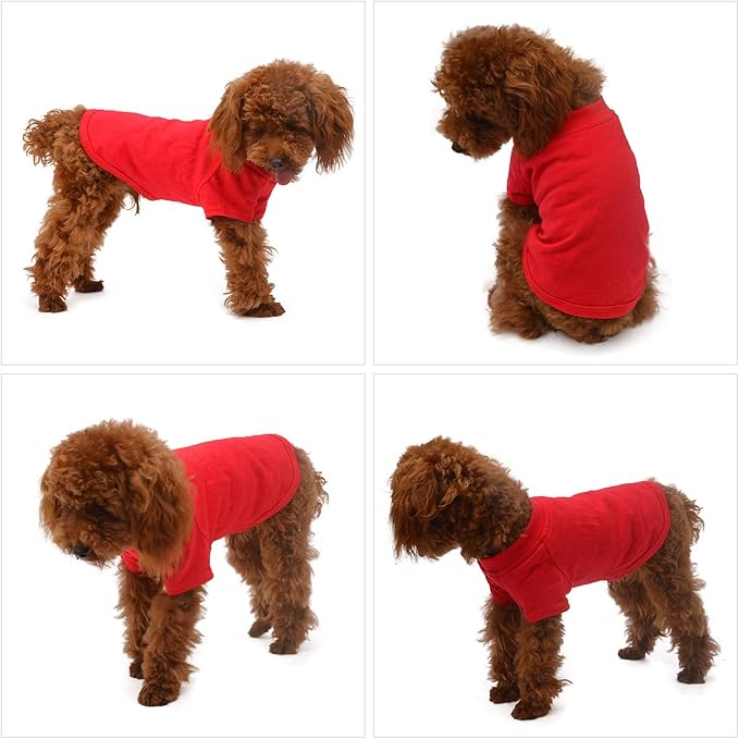 Lovelonglong Pet Clothing Dog Costumes Basic Blank T-Shirt Tee Shirts for Small Dogs Red L