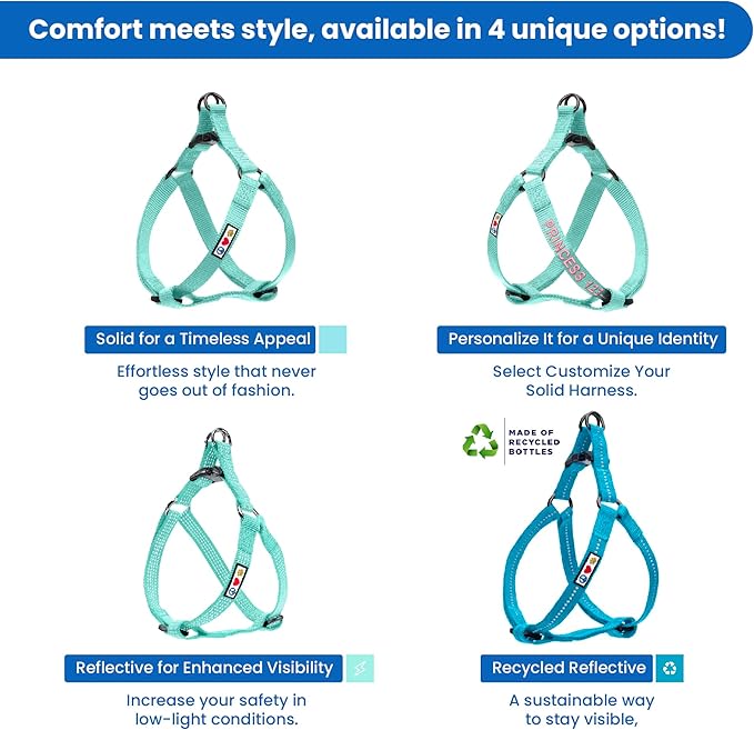 Pawtitas Pet Solid Color Step in Dog Harness or Vest Harness Dog Training Walking of Your Puppy Harness Medium Dog Harness Teal Dog Harness